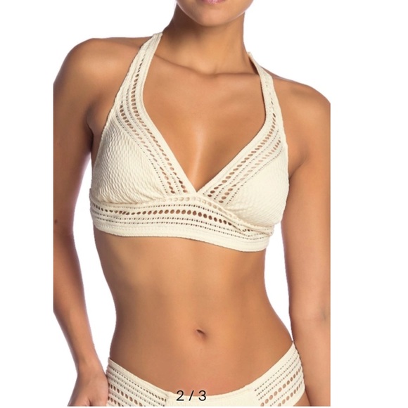 ROBIN PICCONE Perla Halter Bikini Top In Eggshell NWT - Picture 4 of 11
